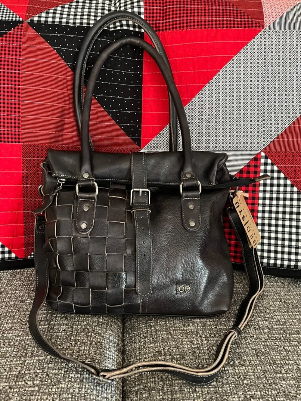 NWT Bed Stu RACHEL 3-in-1 Bag, Black Rustic Leather
